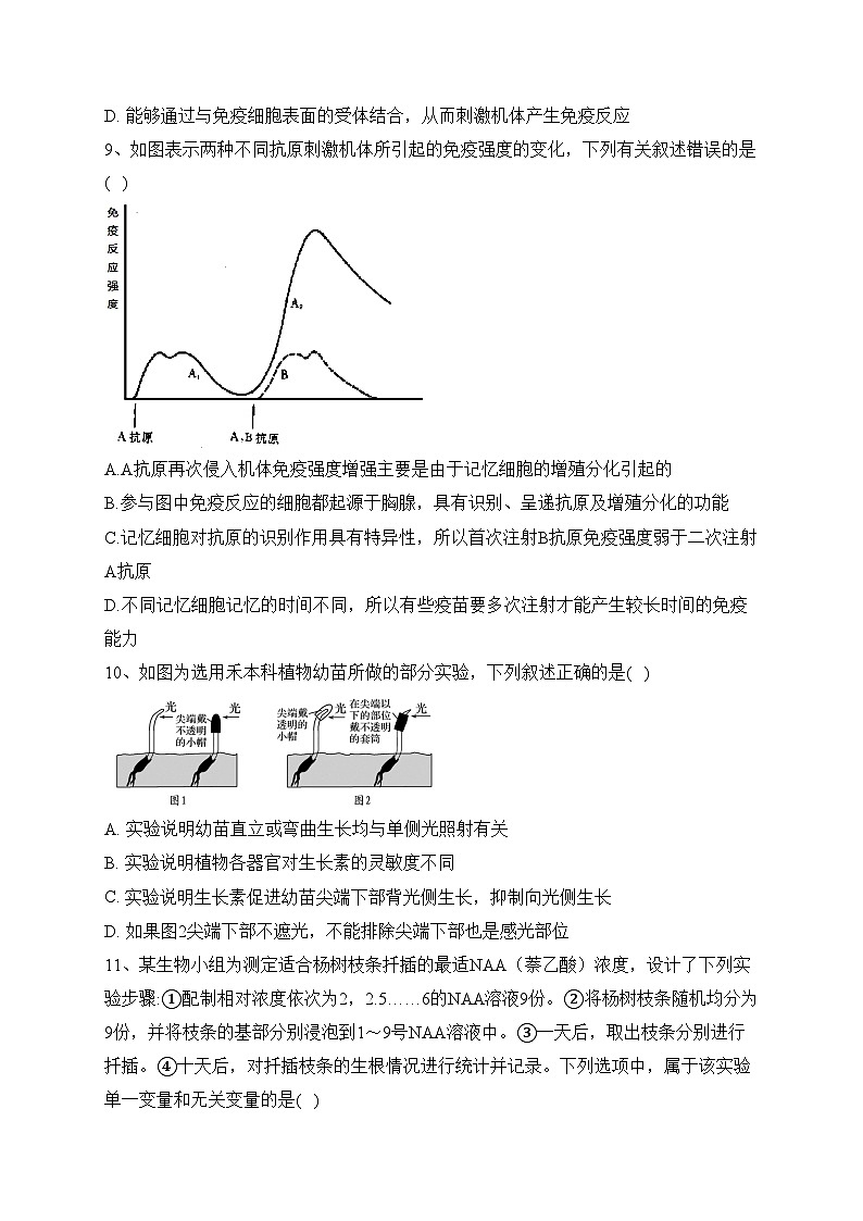 江苏省阜宁中学2023-2024学年高二上学期期中生物试卷(含答案)第3页