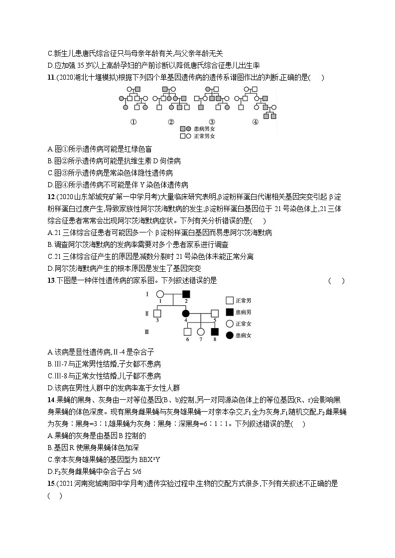 高中考试生物单元质检卷（六）——孟德尔遗传定律与伴性遗传03
