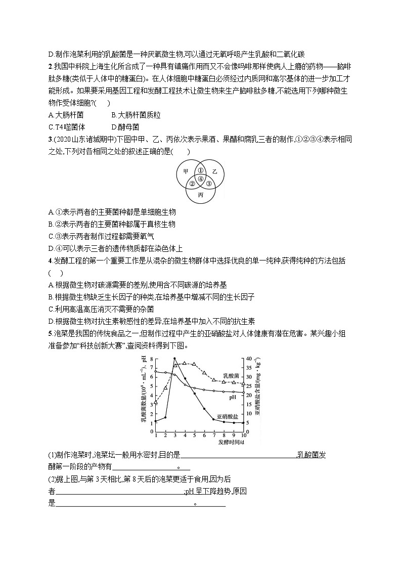 高中考试生物特训练习含答案——传统发酵技术和发酵工程第3页