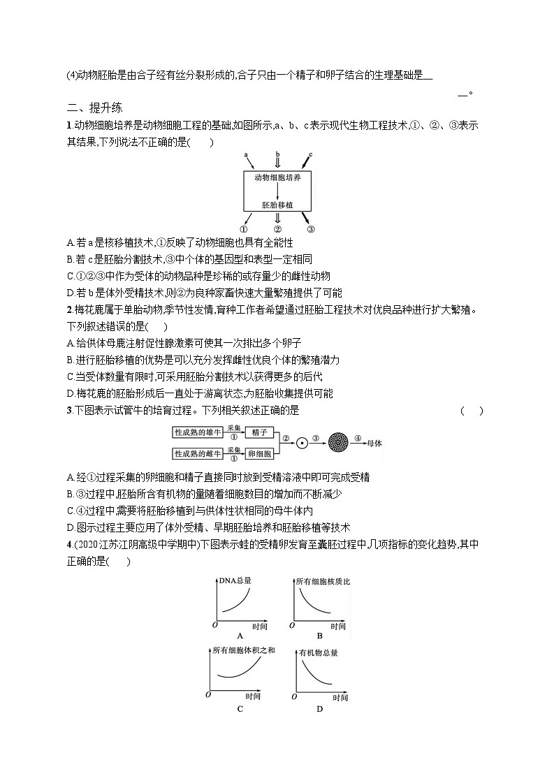 高中考试生物特训练习含答案——胚胎工程03
