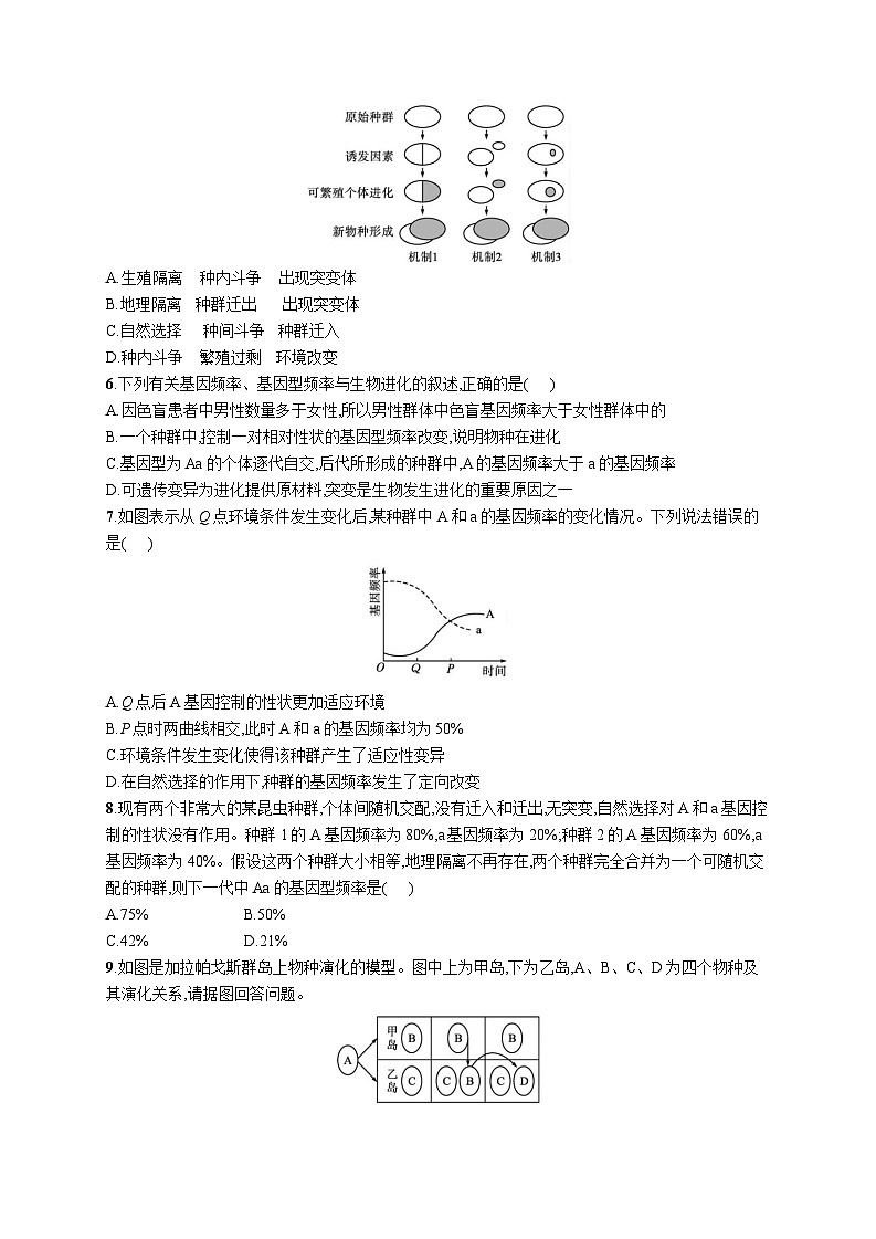 高中考试生物特训练习含答案——生物的进化02
