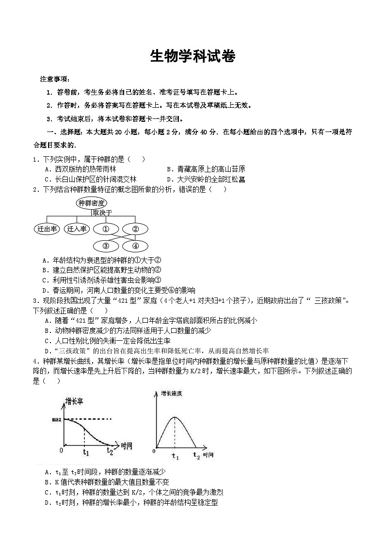 黑龙江省肇州县第二中学2023-2024学年高二上学期12月月考生物试题01
