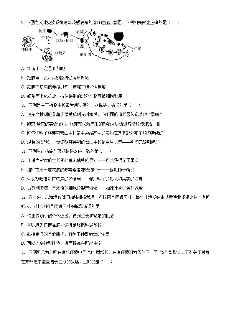 2024扬州邗江区高二上学期期中生物含解析第3页