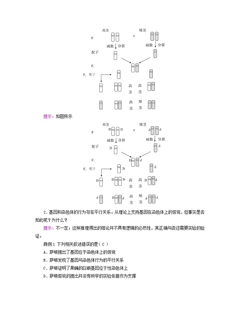 新教材适用2023_2024学年高中生物第2章基因和染色体的关系第2节基因在染色体上学案新人教版必修202