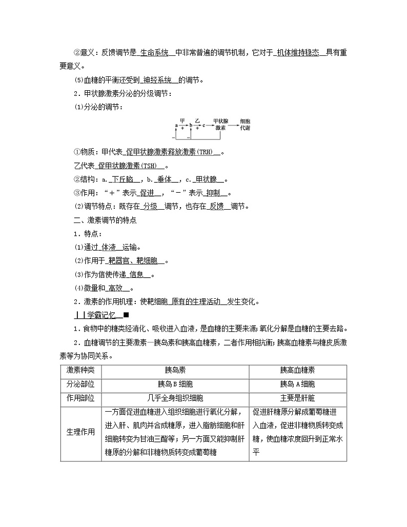 新教材适用2023_2024学年高中生物第3章体液调节第2节激素调节的过程学案新人教版选择性必修1第2页