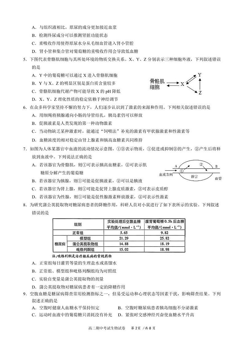 福建省厦门外国语学校2023-2024学年高二上学期10月阶段性检测生物试题第2页