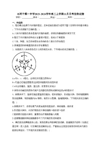 石河子第一中学2023-2024学年高二上学期11月月考生物试卷(含答案)