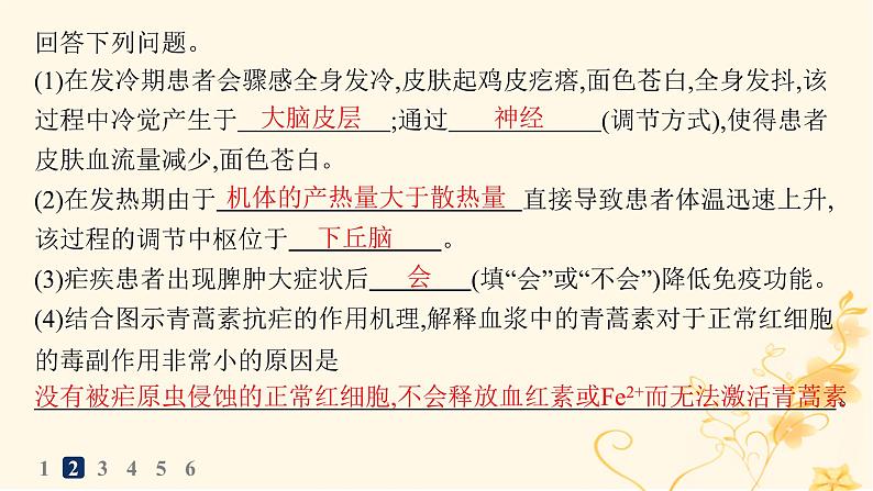 适用于新高考新教材2024版高考生物二轮复习大题分析与表达练4个体生命活动的调节课件08