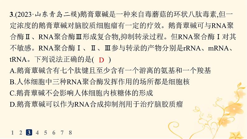 适用于新高考新教材2024版高考生物二轮复习知识对点小题练1细胞的分子组成与结构课件第4页