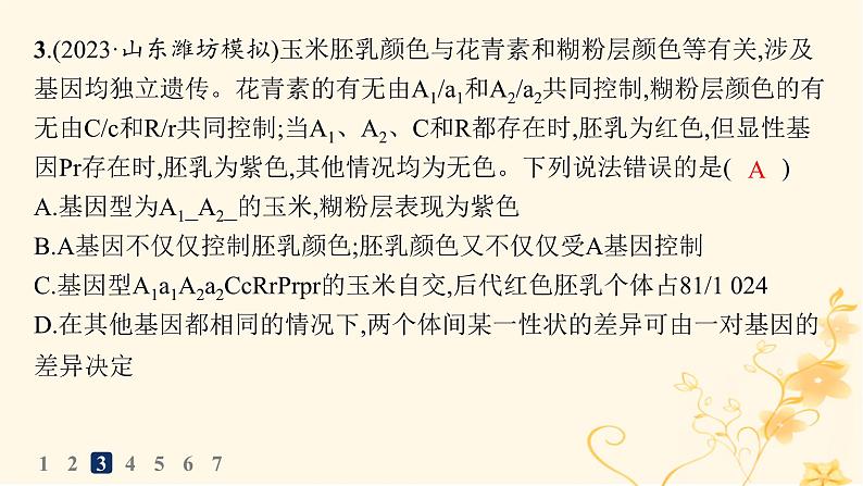 适用于新高考新教材2024版高考生物二轮复习知识对点小题练6遗传的基本规律与伴性遗传课件第6页