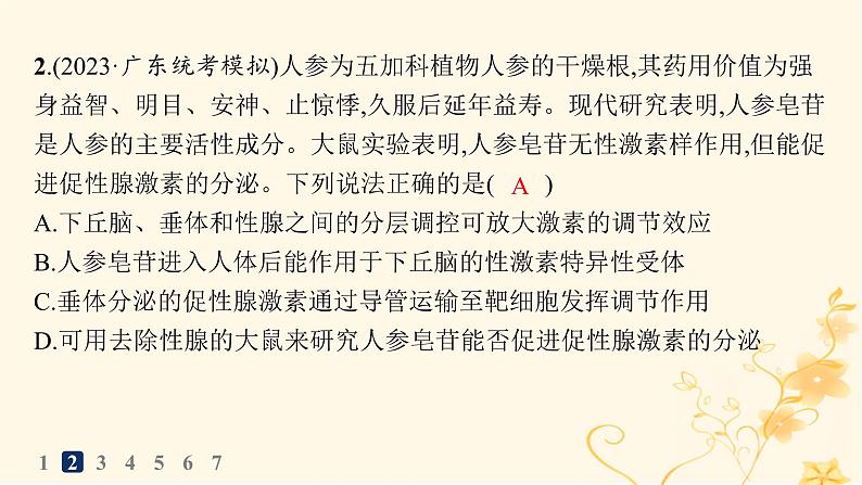 适用于新高考新教材2024版高考生物二轮复习知识对点小题练9动物生命活动的调节课件第4页