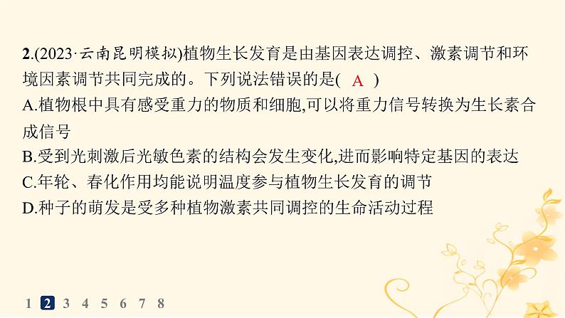 适用于新高考新教材2024版高考生物二轮复习知识对点小题练10植物生命活动的调节课件第4页