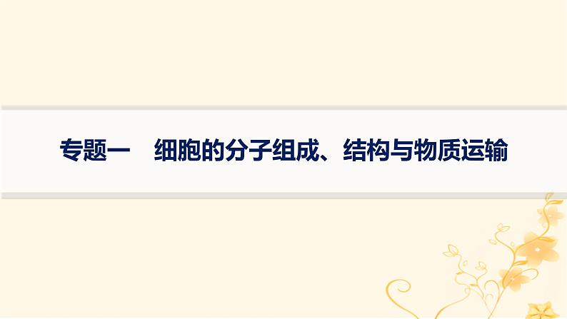 适用于新高考新教材2024版高考生物二轮复习专题1细胞的分子组成结构与物质运输课件第1页