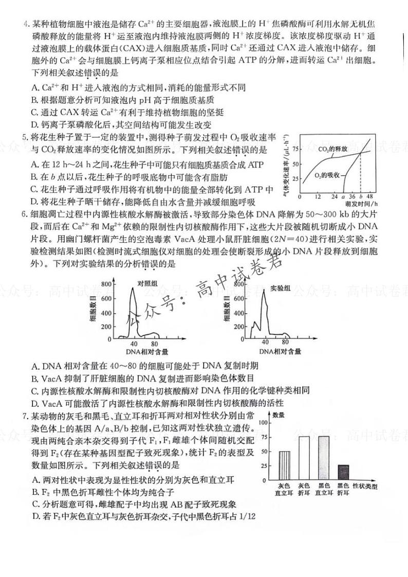 安徽省合肥市第一中学2023-2024学年高三上学期第二次教学质量检测生物试题02