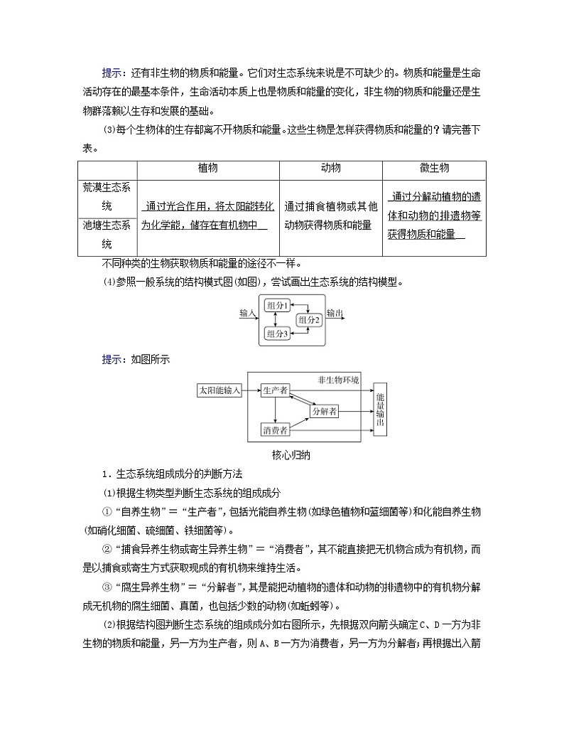 新教材适用2023_2024学年高中生物第3章生态系统及其稳定性第1节生态系统的结构学案新人教版选择性必修203