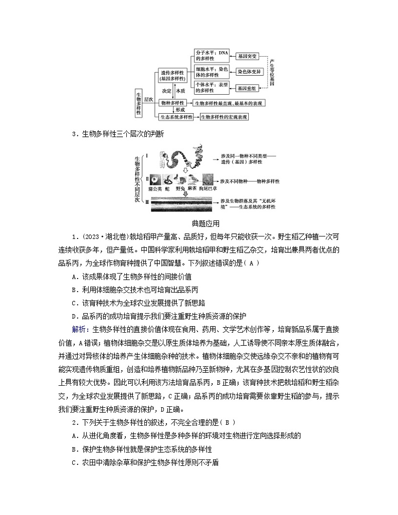 新教材适用2023_2024学年高中生物第4章人与环境第2节生物多样性及其保护学案新人教版选择性必修203