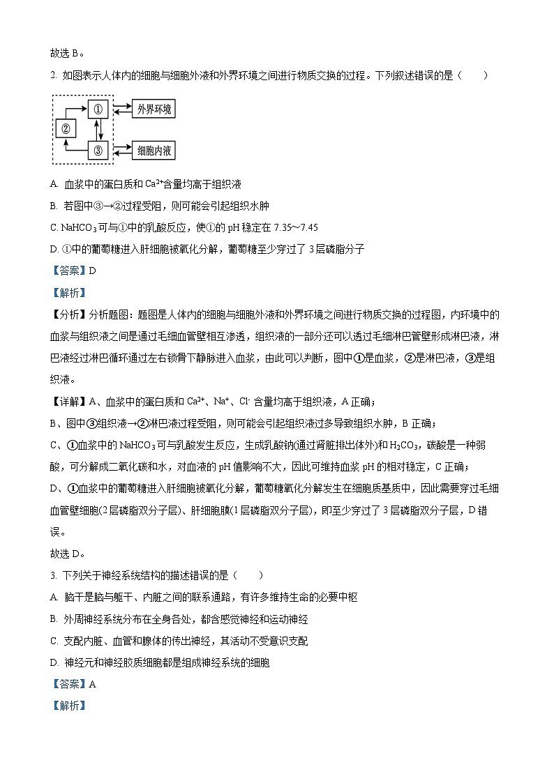 江苏省扬州市高邮市一中高二上学期期中模拟生物试题（解析版）第2页
