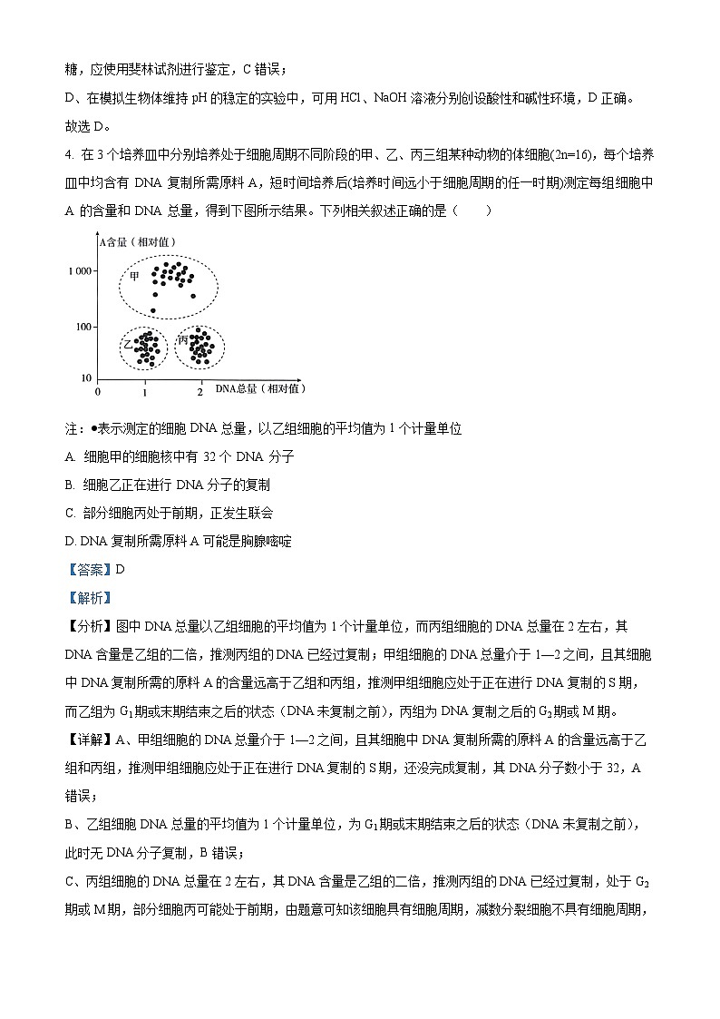 河北省2023-2024学年高三上学期大数据应用调研联合测评（Ⅱ）生物试题03