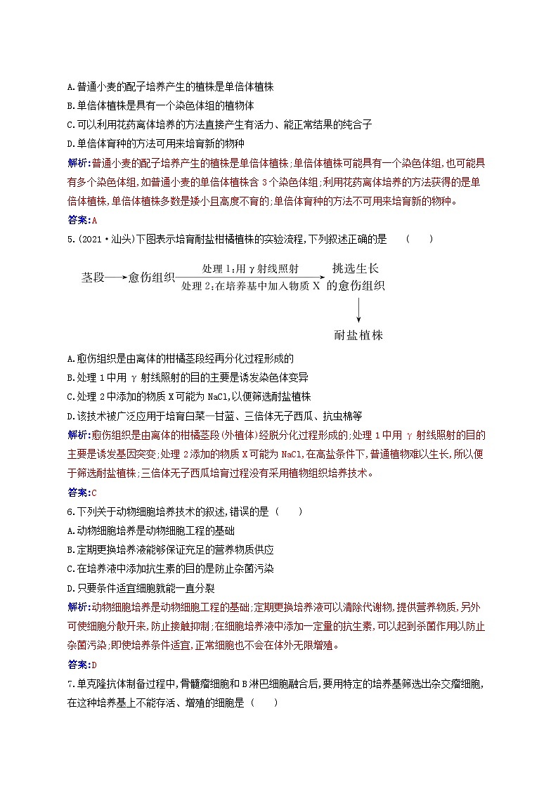 新教材同步辅导2023年高中生物第2章细胞工程质量评估试题新人教版选择性必修302