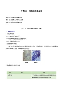 【知识梳理】2024年高中生物学业水平考试（新教材专用）专题03 细胞的基本结构-讲义