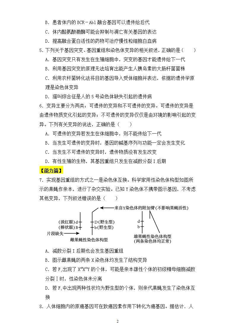人教版高中生物必修二5.2染色体变异（第2课时）同步练习（含答案解析）第2页