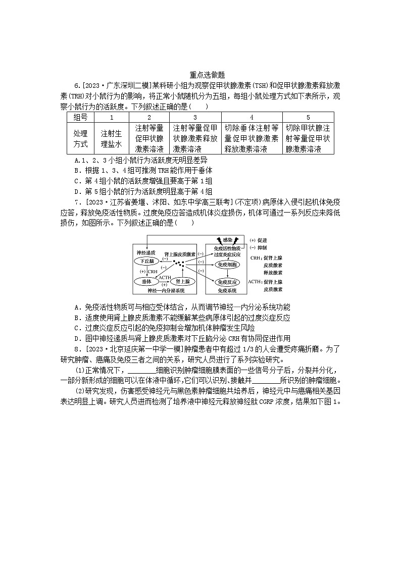 新教材2024高考生物二轮专题复习整合训练12人体的内环境与稳态第3页