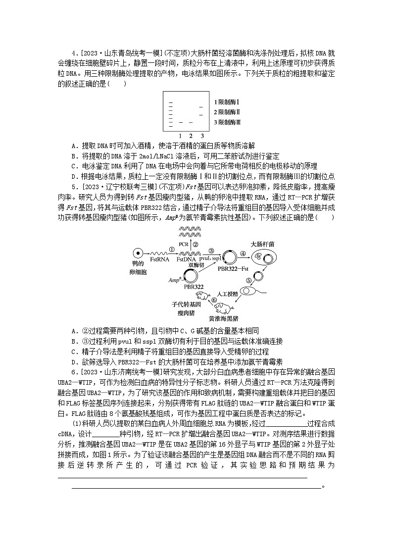 新教材2024高考生物二轮专题复习整合训练17基因工程和生物技术的安全性与伦理问题第2页
