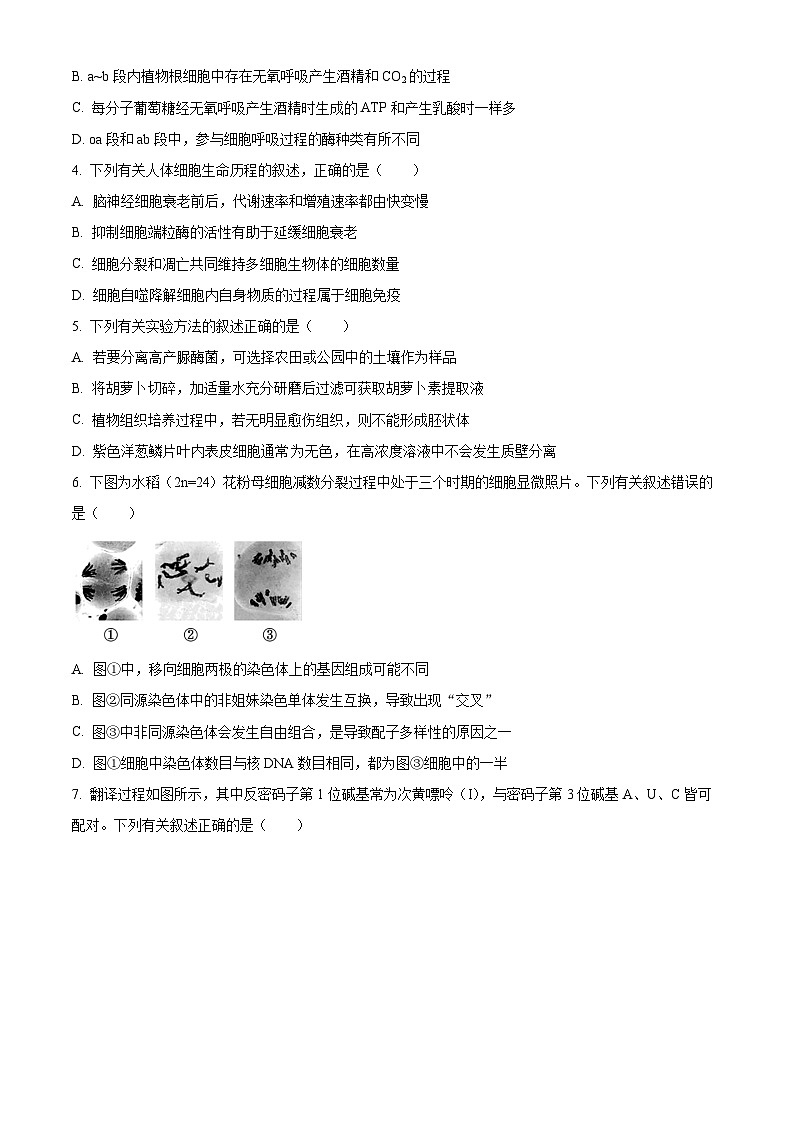 2024常熟高三上学期阶段性抽测二（12月）生物含解析第2页