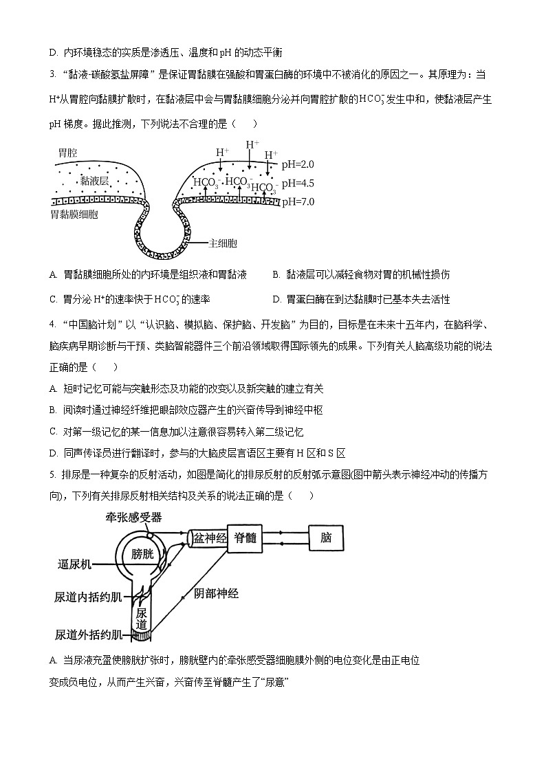 2024重庆市育才中学、西南大学附中、万州中学高二上学期12月联考试题生物含解析02