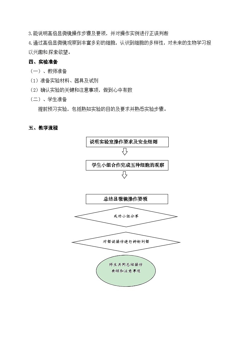 高中生物必修一第2章《实验：高倍显微镜观察几种细胞（1课时）》教学设计2-统编人教版02