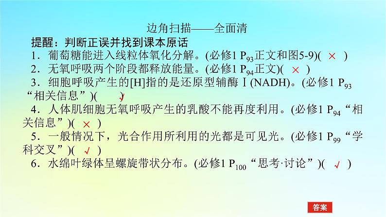 新教材2024高考生物二轮专题复习专题二生命系统的代谢第2讲细胞呼吸和光合作用课件05