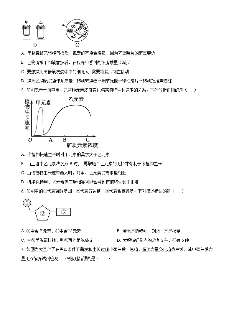 山东省泰安市肥城市2023-2024学年高一上学期期中生物试题（Word版附解析）02