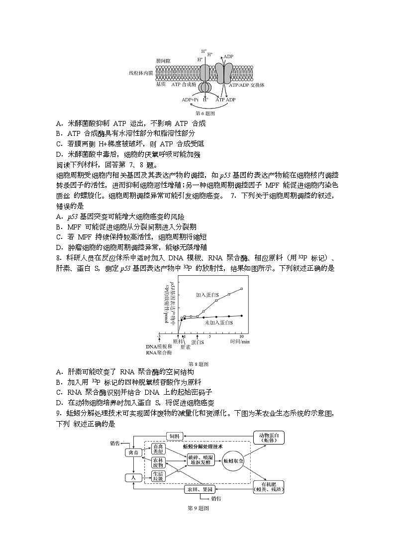 浙江省四校联盟2023 —2024学年高三上学期联考生物试题02