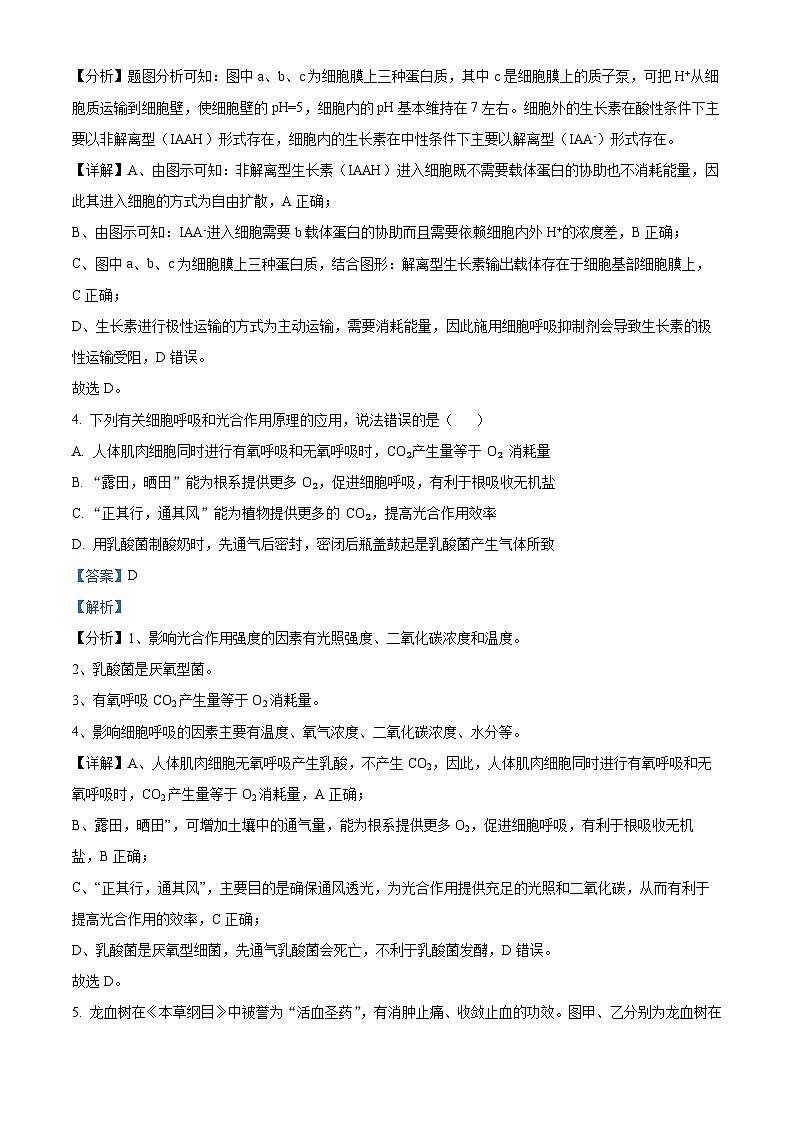 婀栧崡甯堣寖澶у闄勫睘涓2023-2024瀛﹀勾楂樹笁涓婂鏈熸湀鑰冨嵎锛堝洓锛夌敓鐗╄瘯棰橈紙瑙ｆ瀽鐗堬級第3页