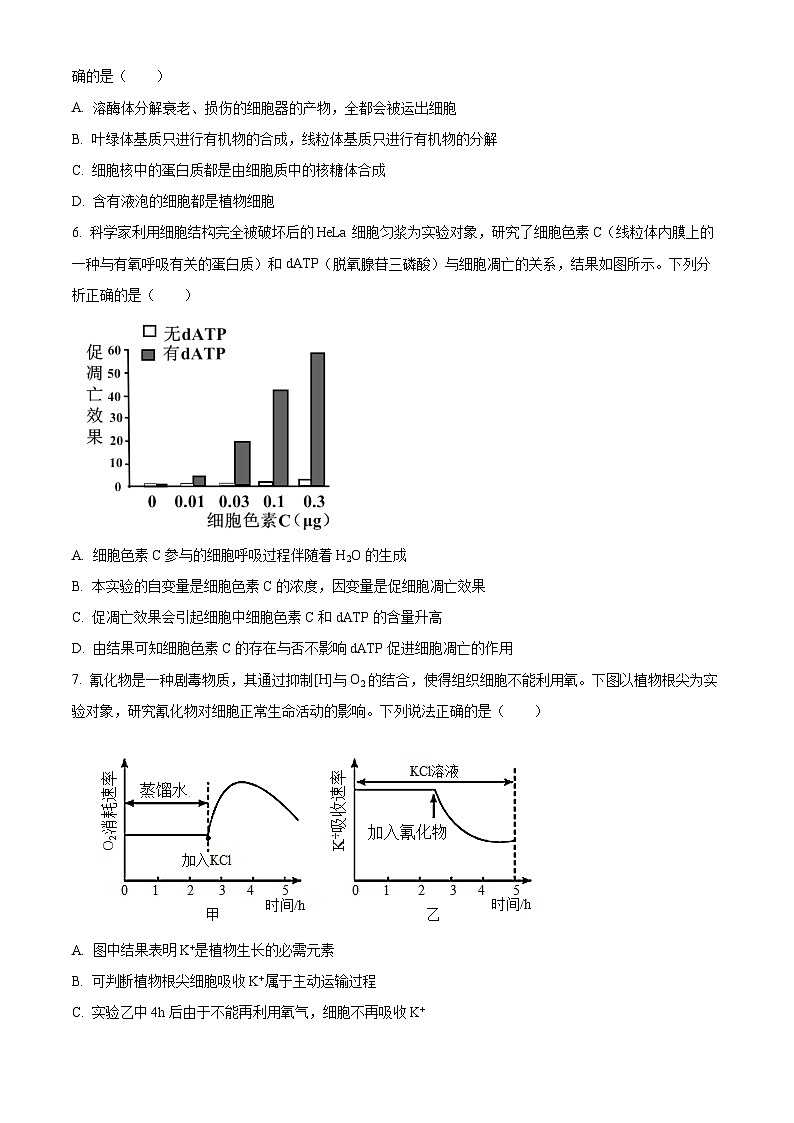 2024湖北省腾云联盟高三上学期12月联考生物试卷含解析03