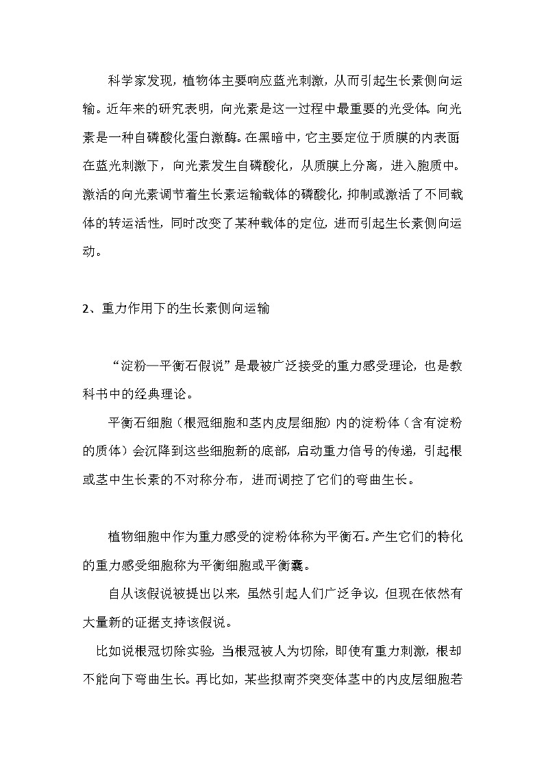 备课素材（知识点）：生长素侧向运输原理  高中生物学选择性必修一02