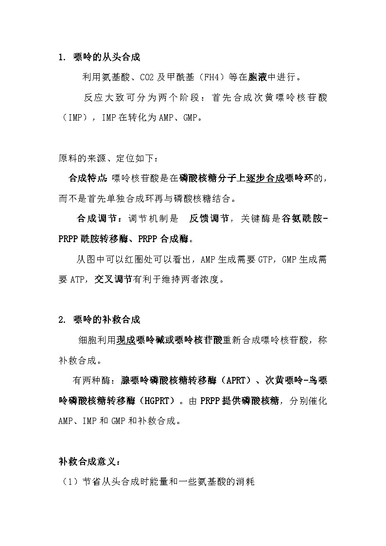 备课素材（知识点）：核苷酸代谢  生物人教版必修102