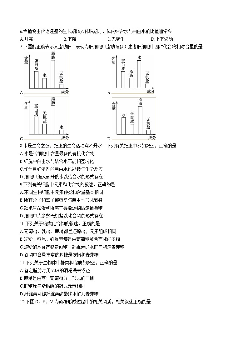 广东省深圳市联盟校2023-2024学年高一上学期11月期中考试 生物 Word版含答案02