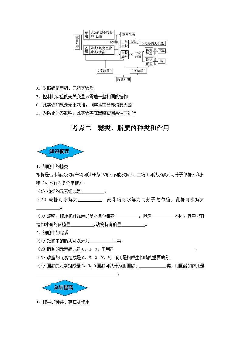 专题02 细胞中的无机物、糖类和脂质（串讲）（原卷版） -第3页