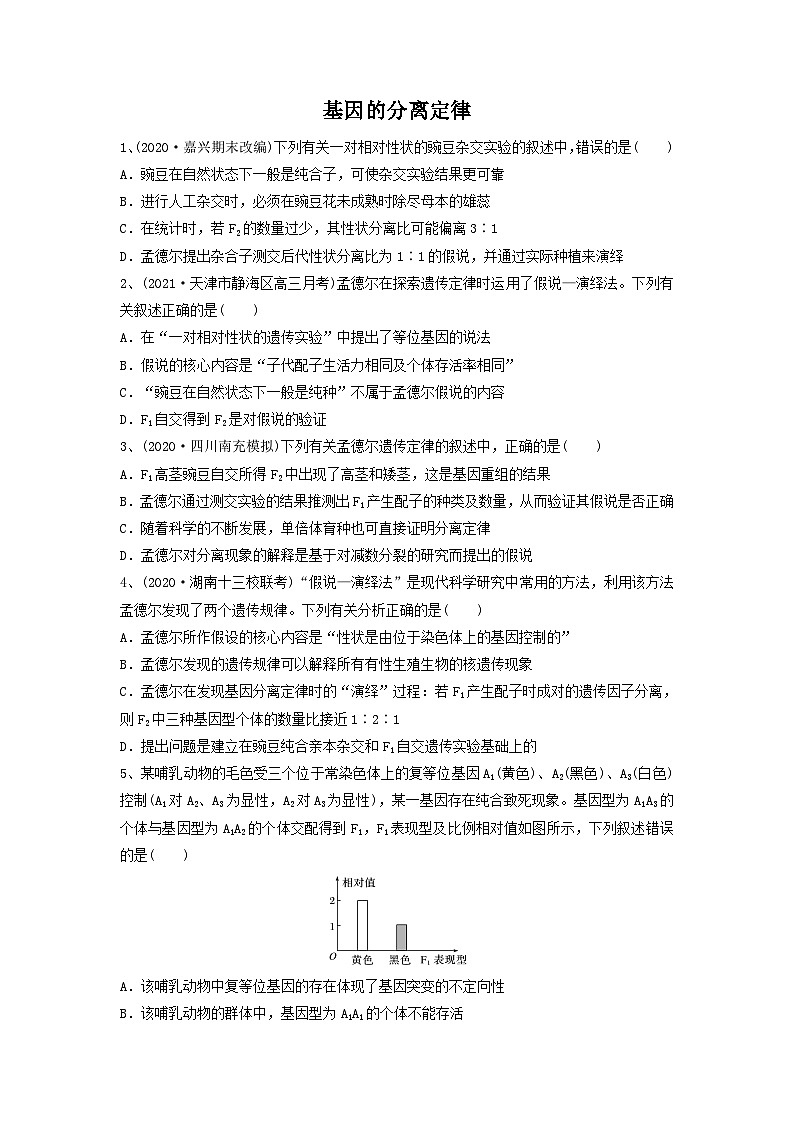 专题14 基因的分离定律（精练）（原卷版）第1页