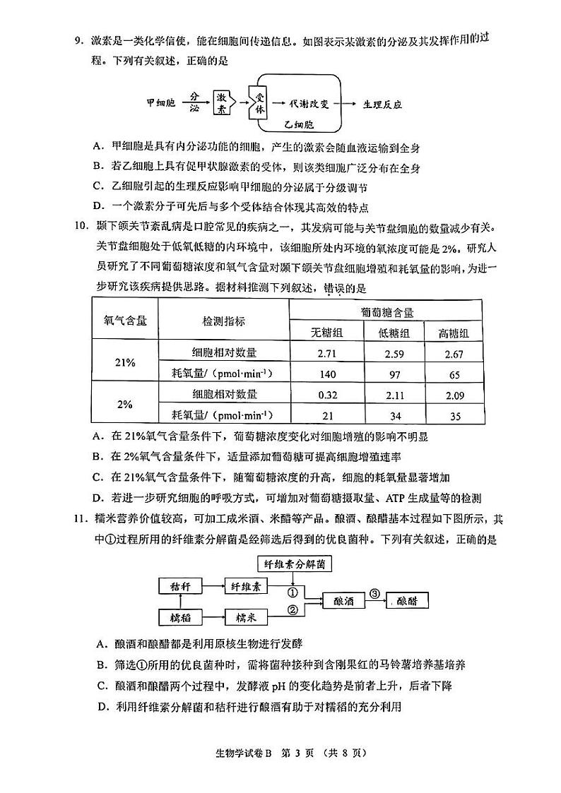 2024届广东省广州市高三上学期12月调研考试（零模）生物试题无答案03
