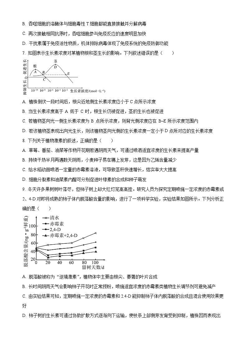 2024承德重点高中联谊校高二上学期12月联考试题生物含解析03
