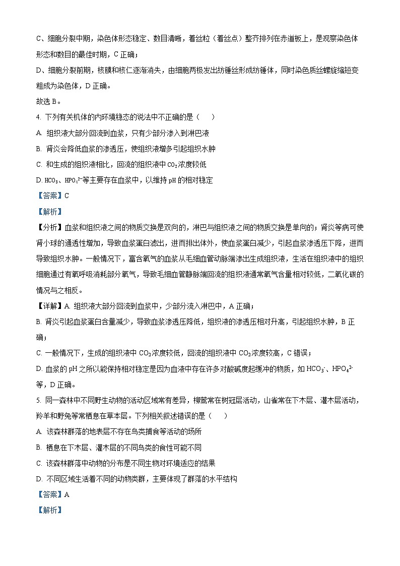 四川省泸州市泸县第四中学2024届高三上学期一诊模拟考试生物试题（Word版附解析）第3页