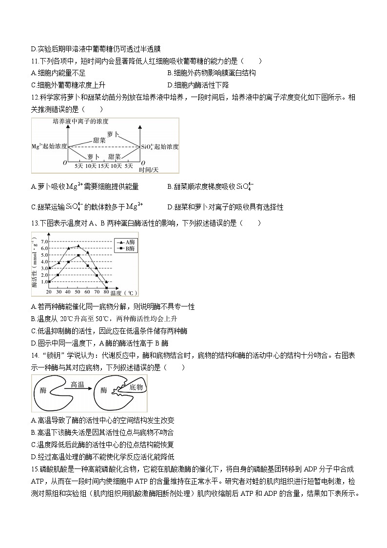 陕西省咸阳市实验中学 2022-2023学年高一上学期第三次月考生物试题03