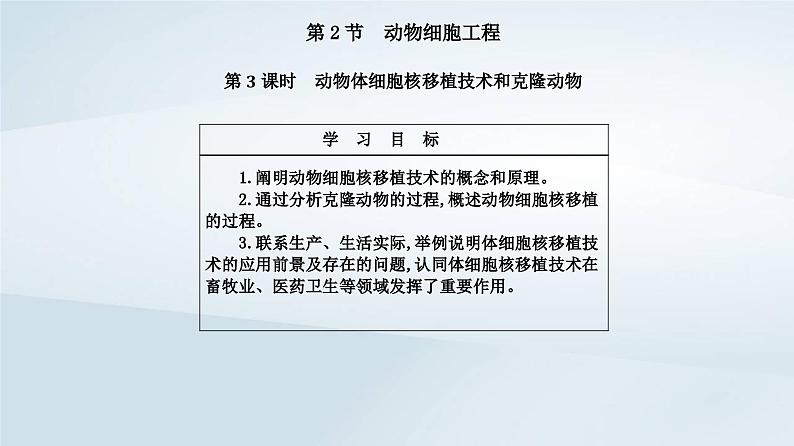 新教材同步辅导2023年高中生物第2章细胞工程第2节动物细胞工程第3课时动物体细胞核移植技术和克炉物课件新人教版选择性必修302