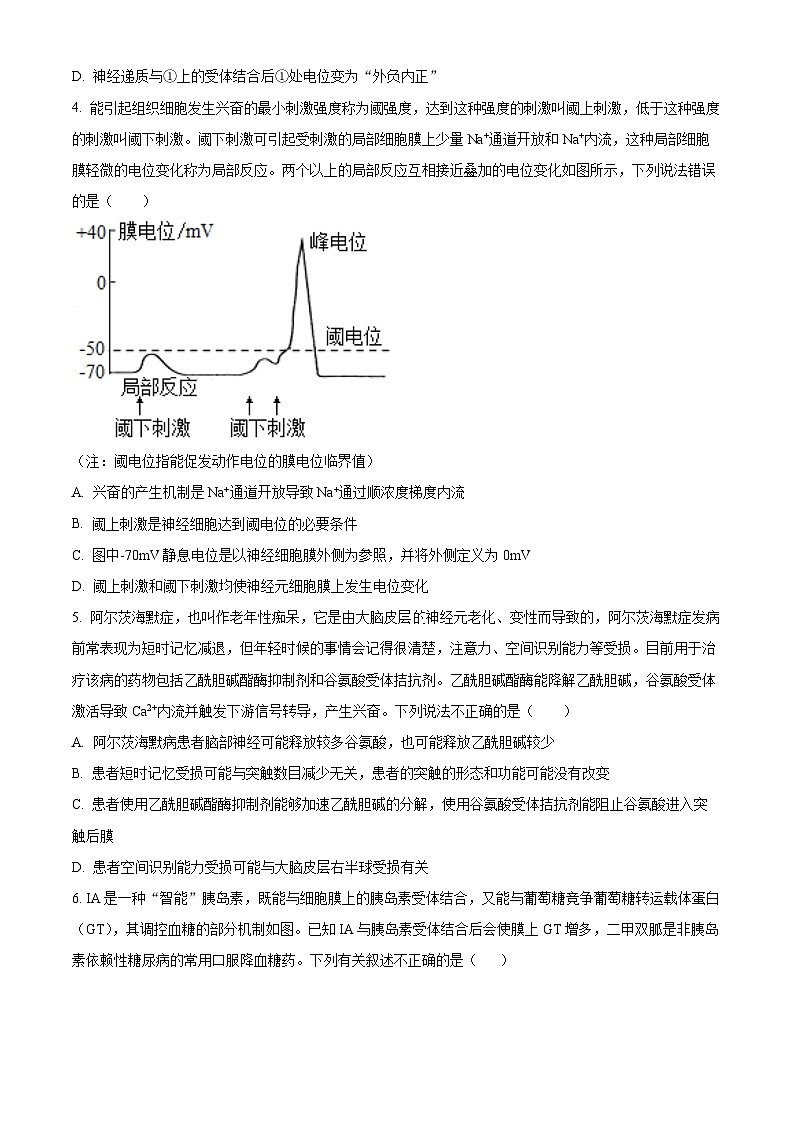 江苏省无锡市锡东高级中学2023-2024学年高二上学期期中生物试题（Word版附解析）02