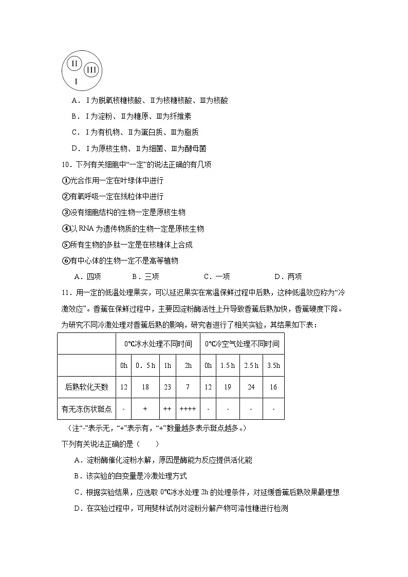 四川省凉山州宁南中学2023-2024学年高一上学期第二次月考生物模拟试题（三）03