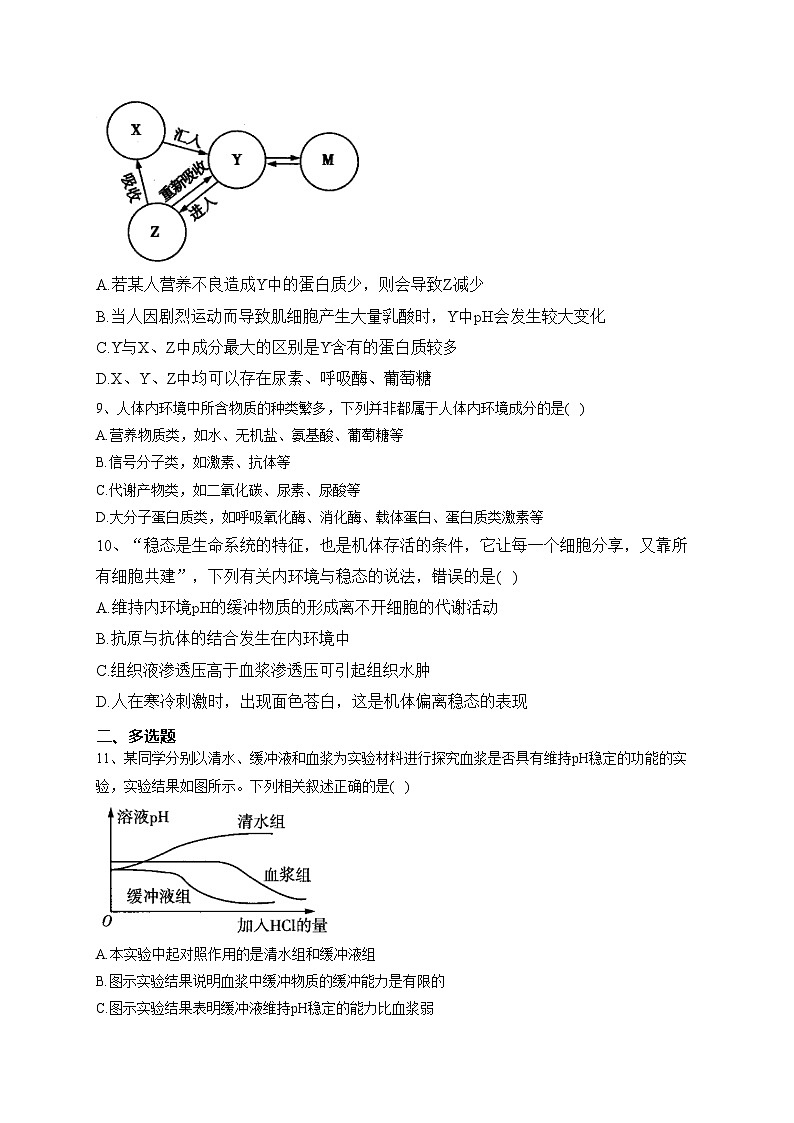 （1）内环境与稳态——2023-2024学年高二生物学浙科版（2019）寒假温故知新(含答案)第3页
