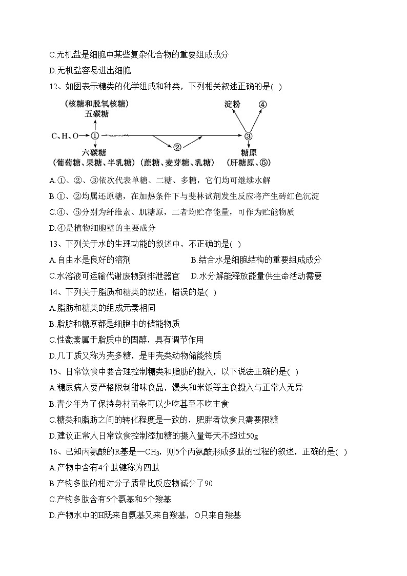 上杭县才溪中学2023-2024学年高一上学期10月月考生物试卷(含答案)03