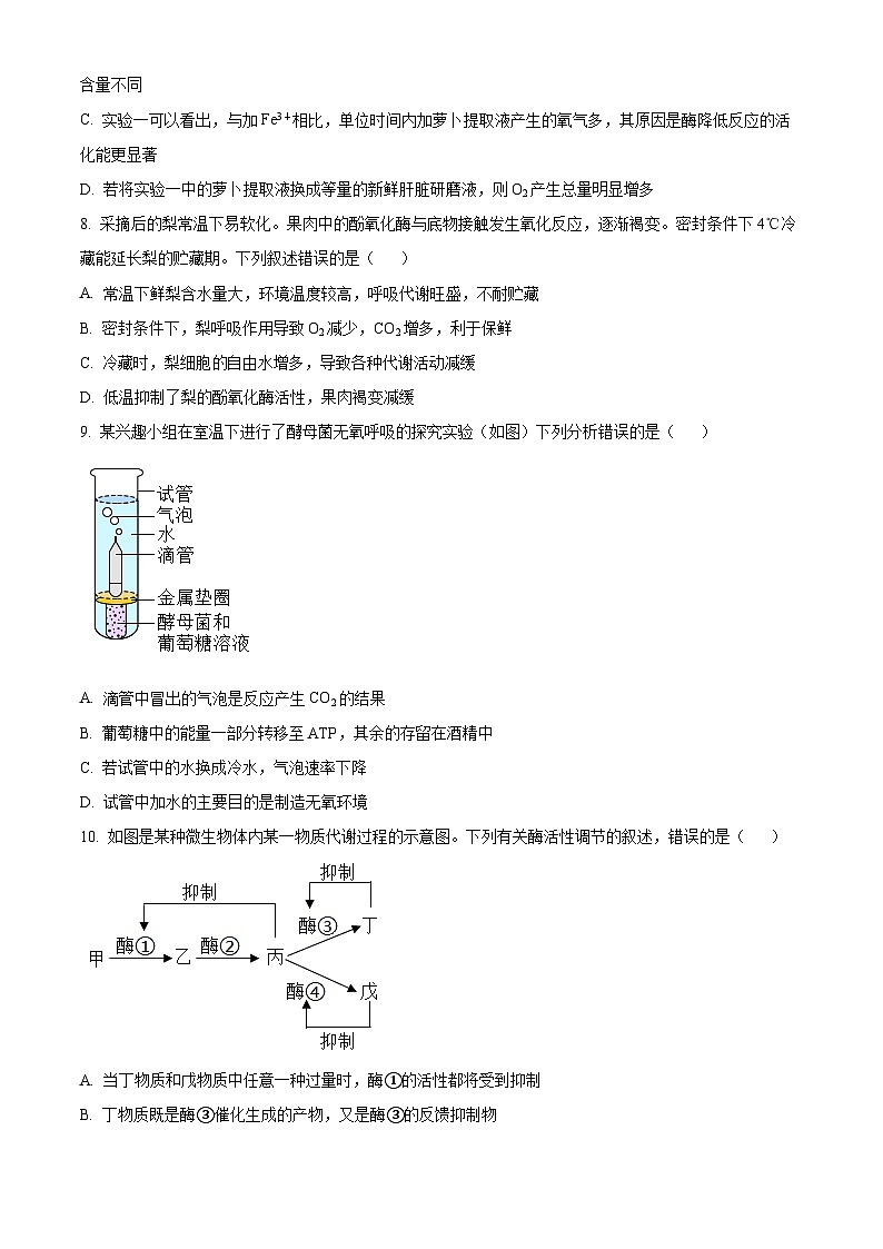 2024天津市第四十七中学高一上学期12月月考试题生物含解析03